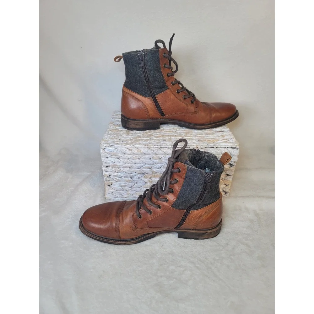 Aldo Heritage Rustic Brown Leather Wool Boots Size 9.5 Urban Explorer Rugged